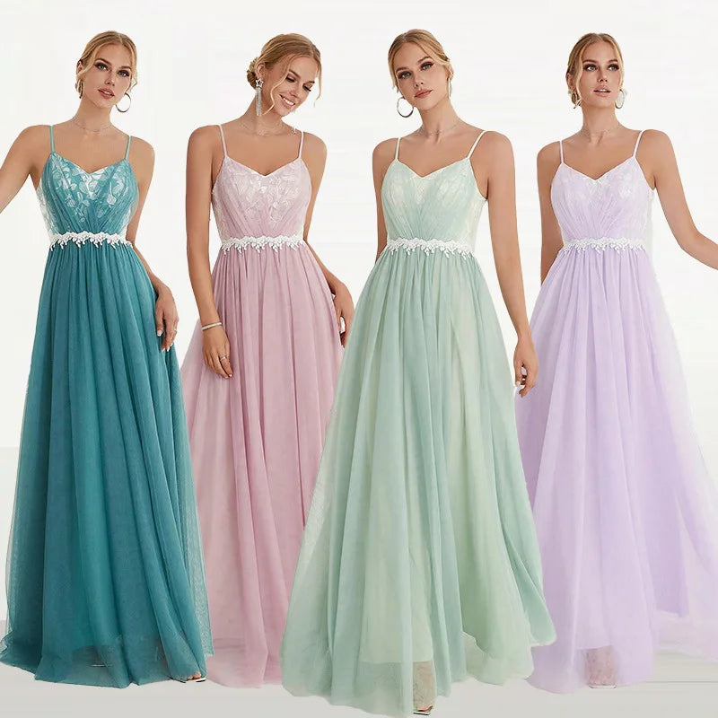 Elegant Spaghetti Straps Sweetheart Long Bridesmaid Dress