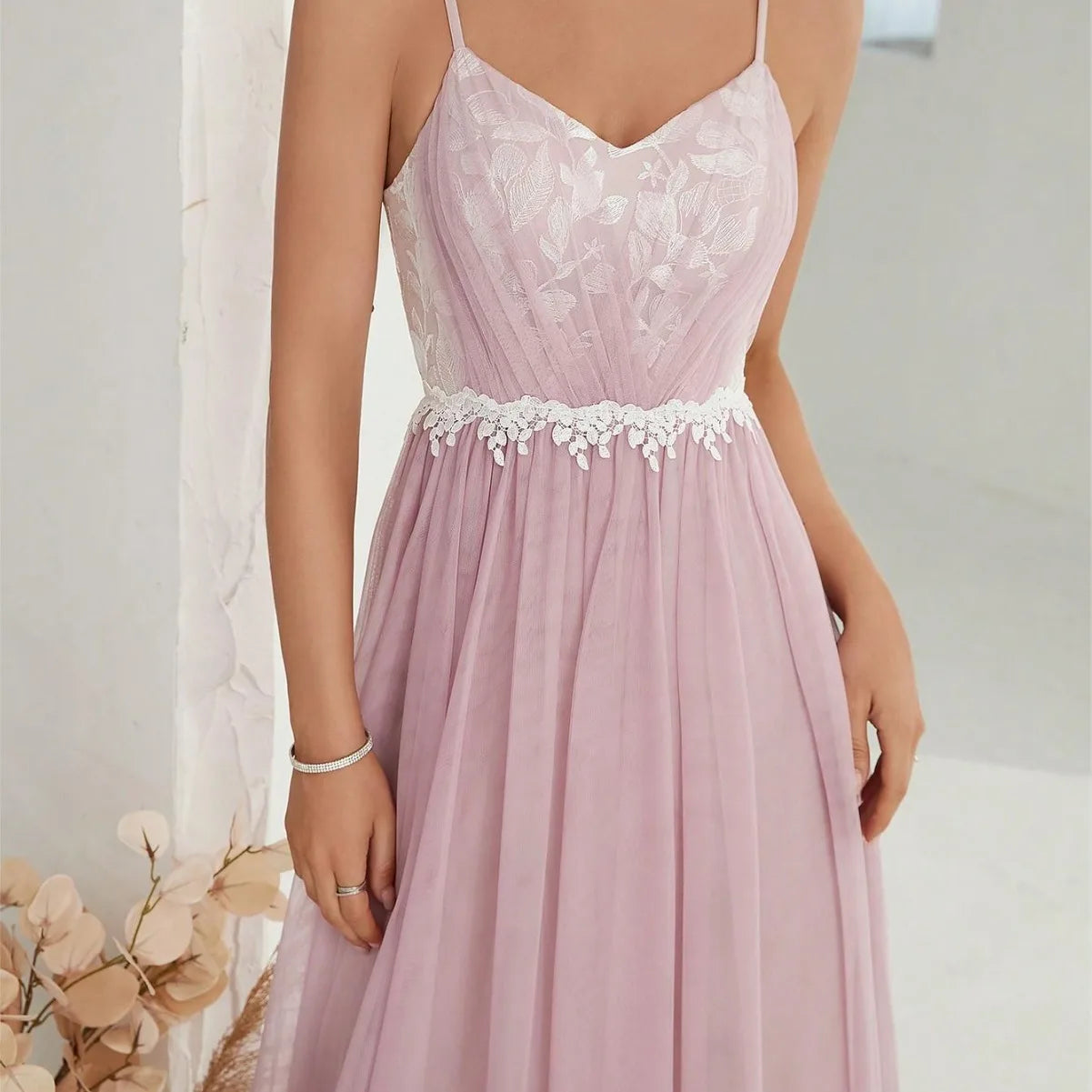 Elegant Spaghetti Straps Sweetheart Long Bridesmaid Dress