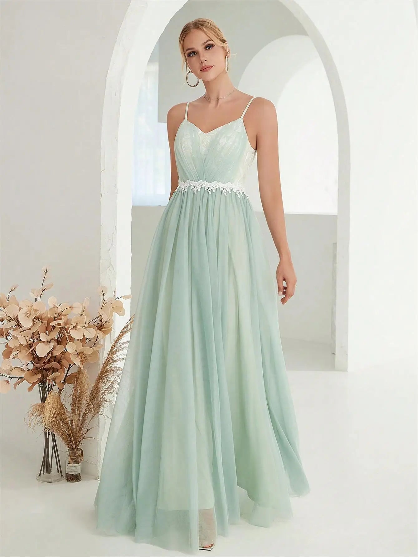 Elegant Spaghetti Straps Sweetheart Long Bridesmaid Dress