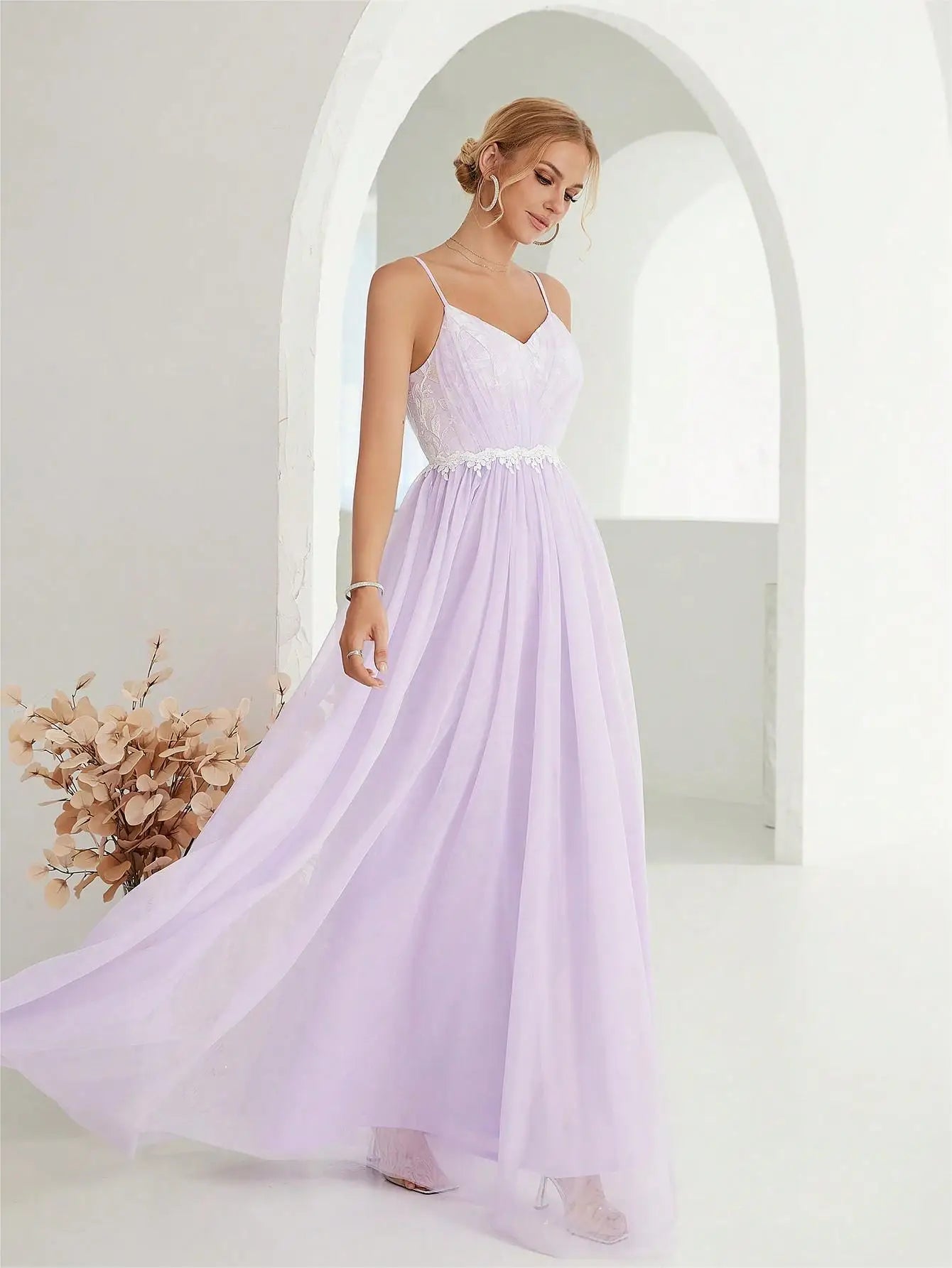 Elegant Spaghetti Straps Sweetheart Long Bridesmaid Dress