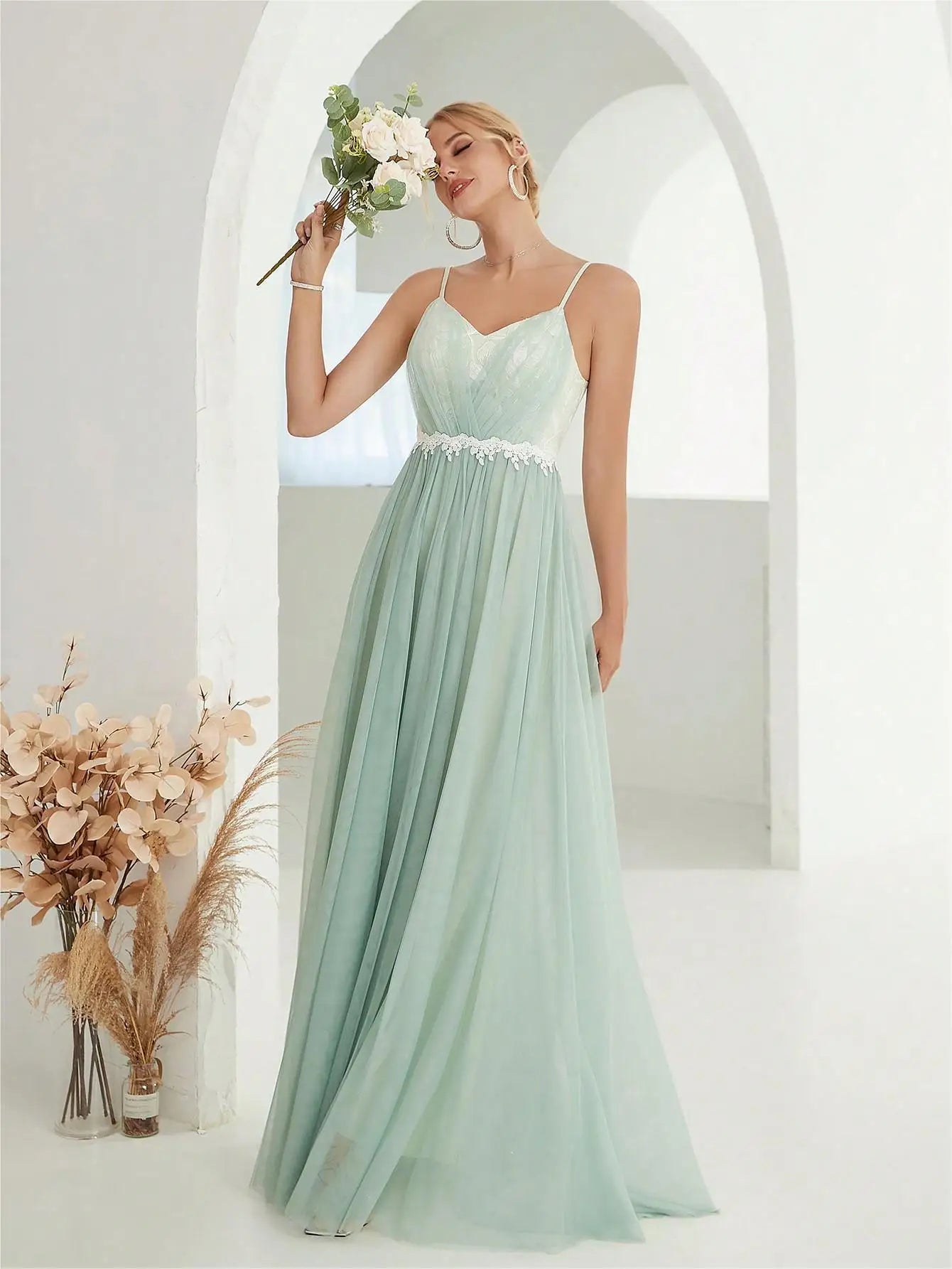 Elegant Spaghetti Straps Sweetheart Long Bridesmaid Dress