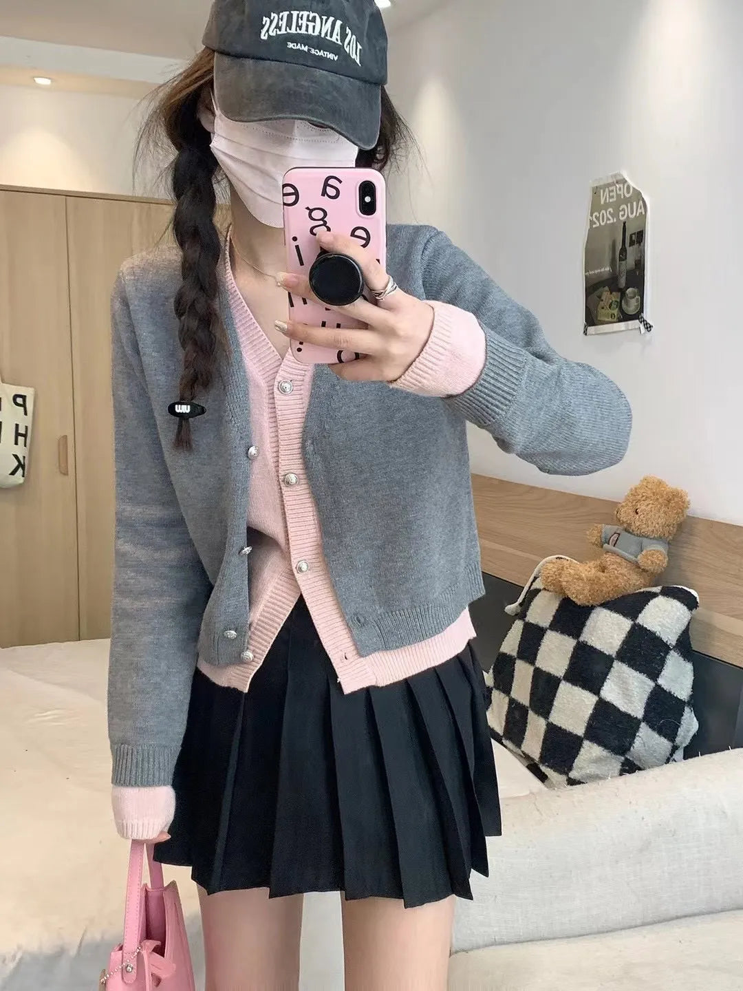 Fake Two-piece Knitted Women's V-neck Cardigan Jacket