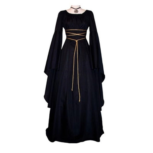 Halloween Party Round Neck Irregular Belt Long Sleeved Women's Dress