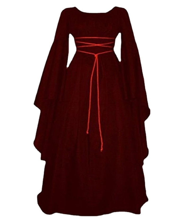 Halloween Party Round Neck Irregular Belt Long Sleeved Women's Dress