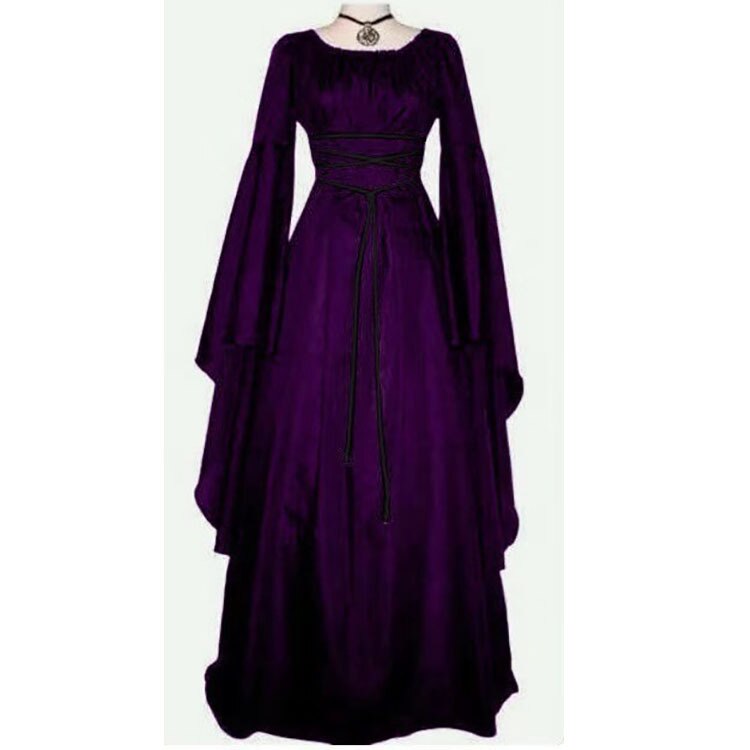 Halloween Party Round Neck Irregular Belt Long Sleeved Women's Dress