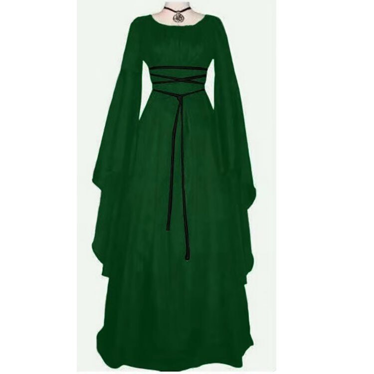 Halloween Party Round Neck Irregular Belt Long Sleeved Women's Dress