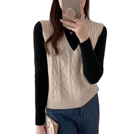 Knitted Vest Women's V-neck Pullover Sweater Versatile Tank Top