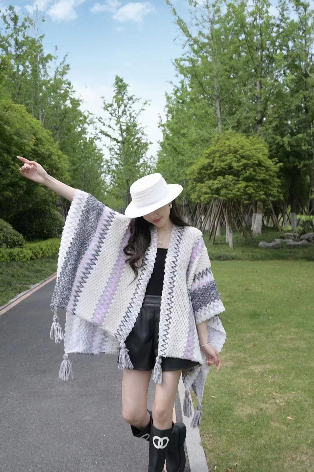 Knitted Women's 2023 New Autumn and Winter Ethnic Southern Characteristics Lijiang Dali Cape Outerwear