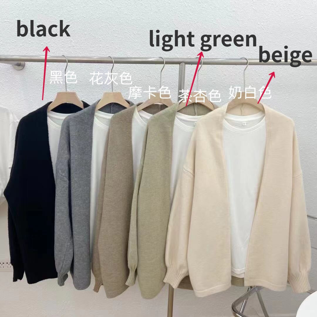 Lazy Soft Knitted Coat Autumn and Winter Mid-length Women's Sweater Cardigan