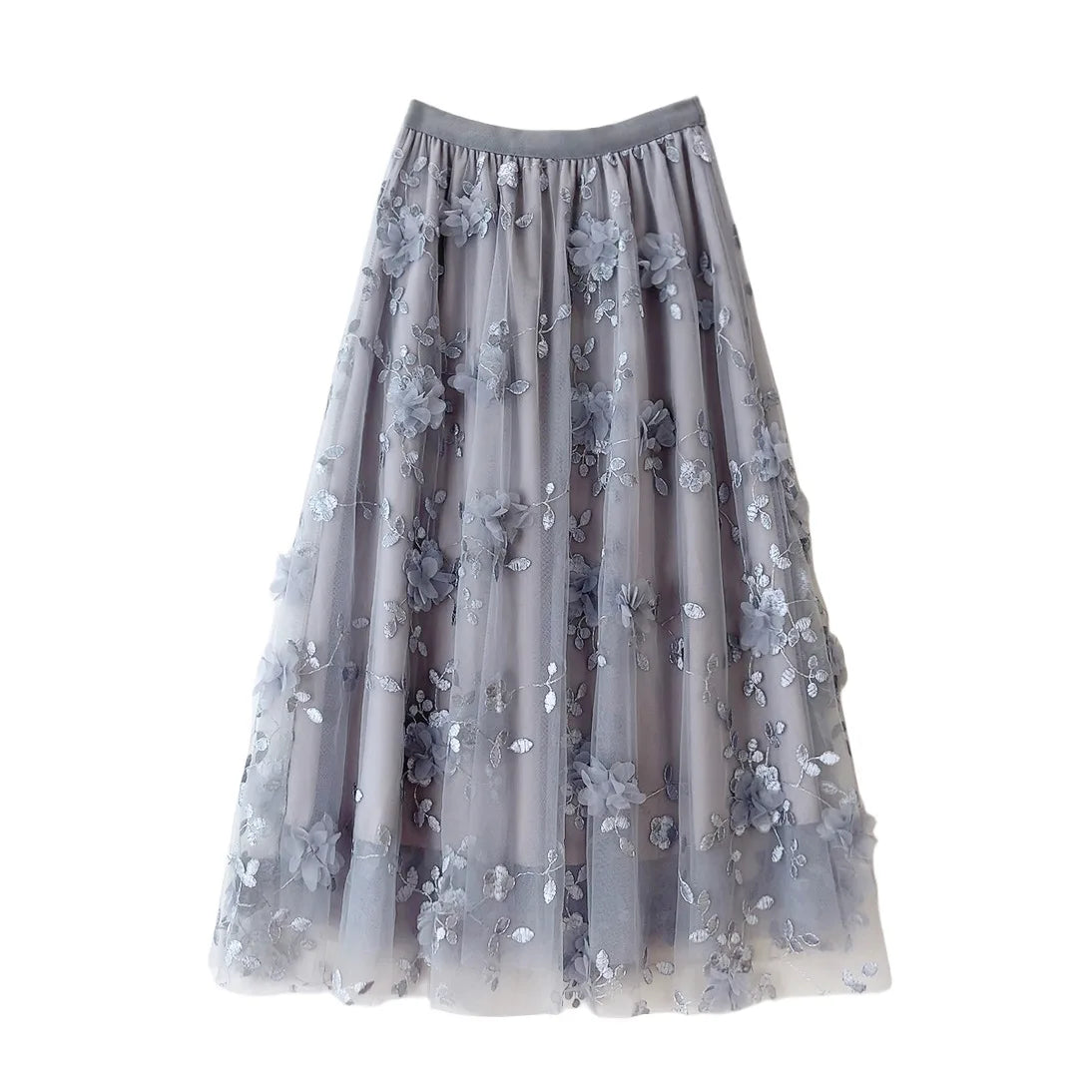 Mesh Eembroidery Three-dimensional Flower Fresh Fairy Skirt