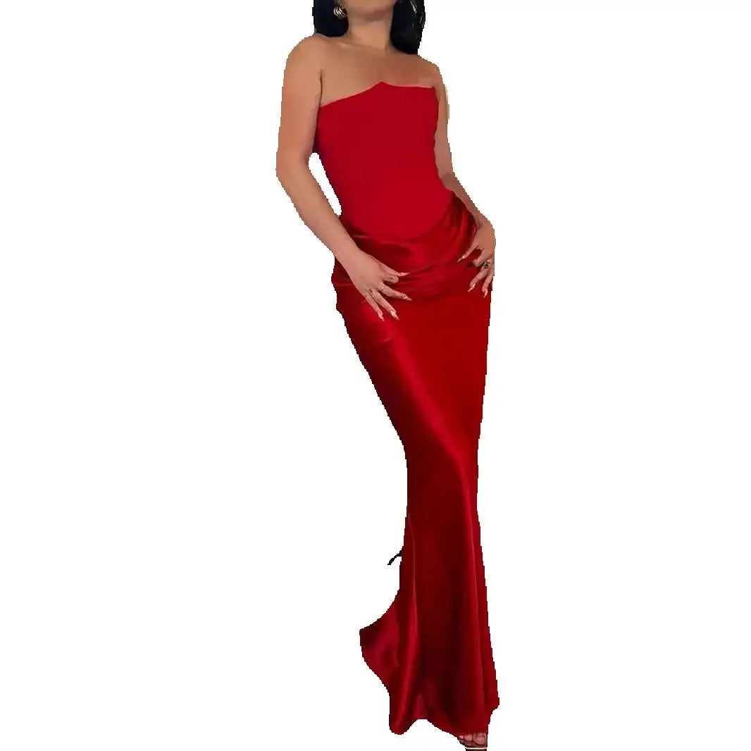 New Sexy FishboneTop Slim Backless Autumn Winter Velvet Mermaid Formal Evening Dress