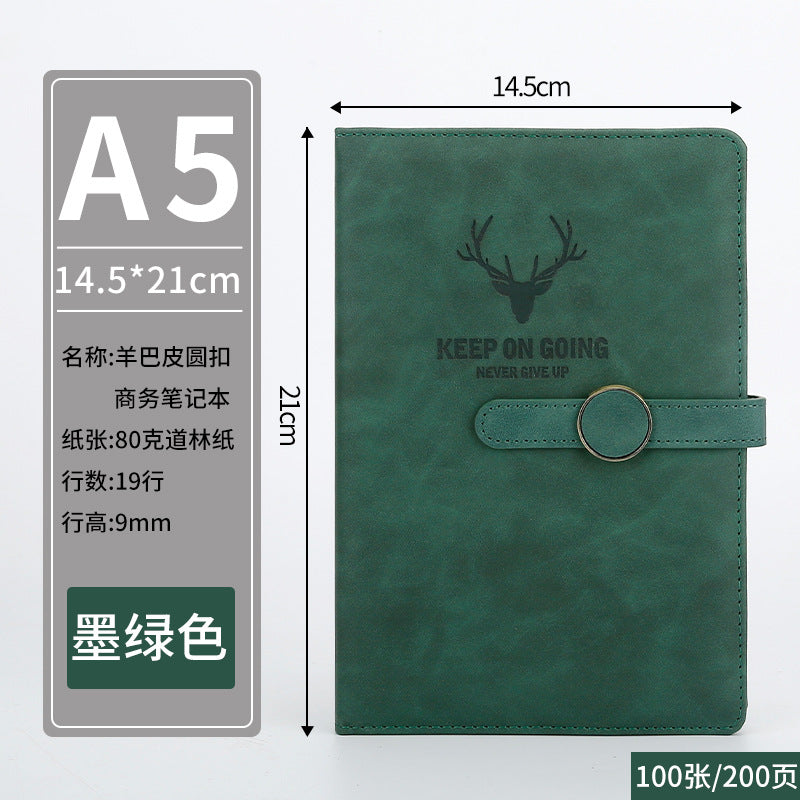 Simple Round Buckle A5 Journal Business 200 Pages Notebook