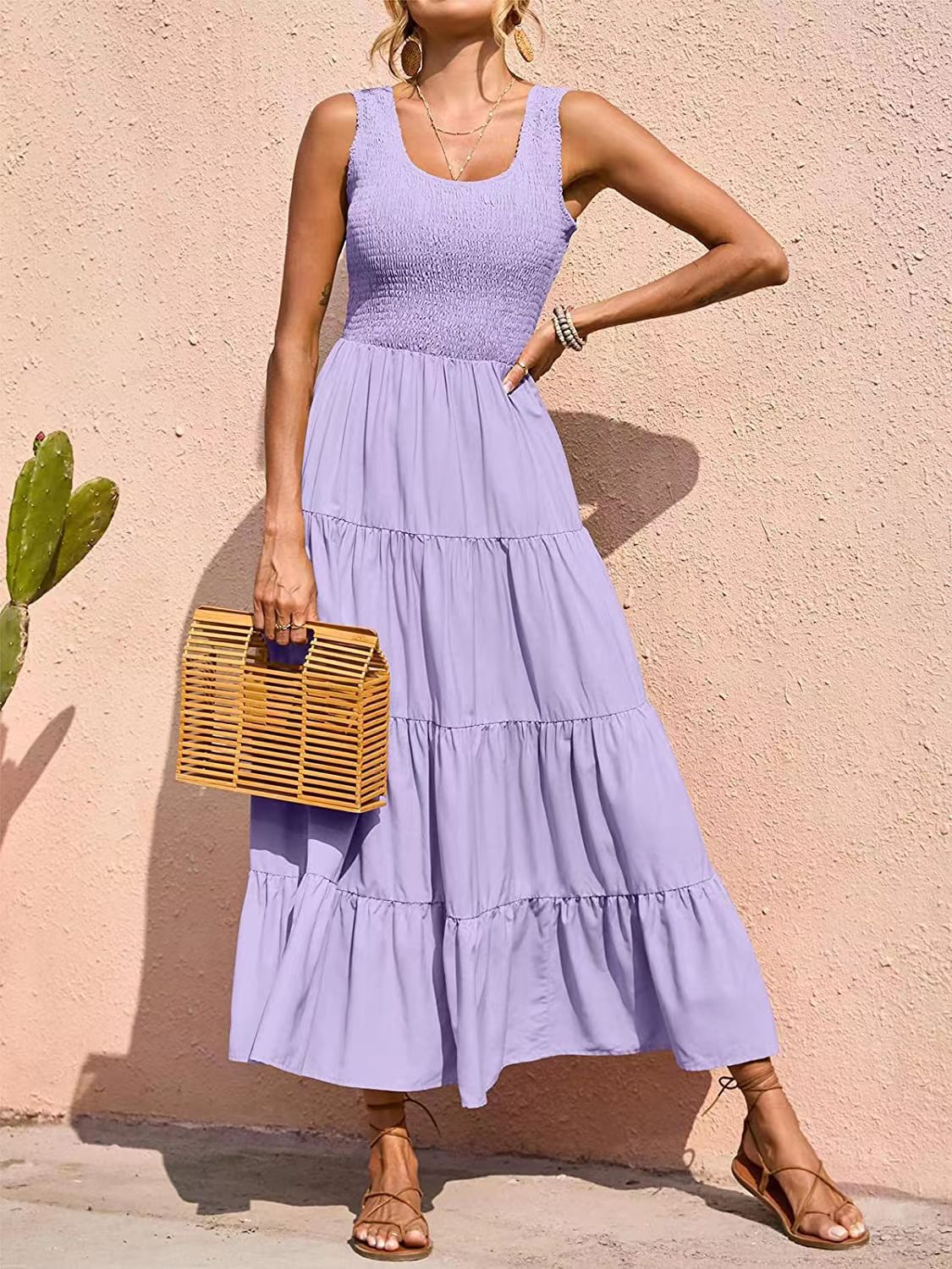 2023 Pleated Big Wwing Midi Casual Dress