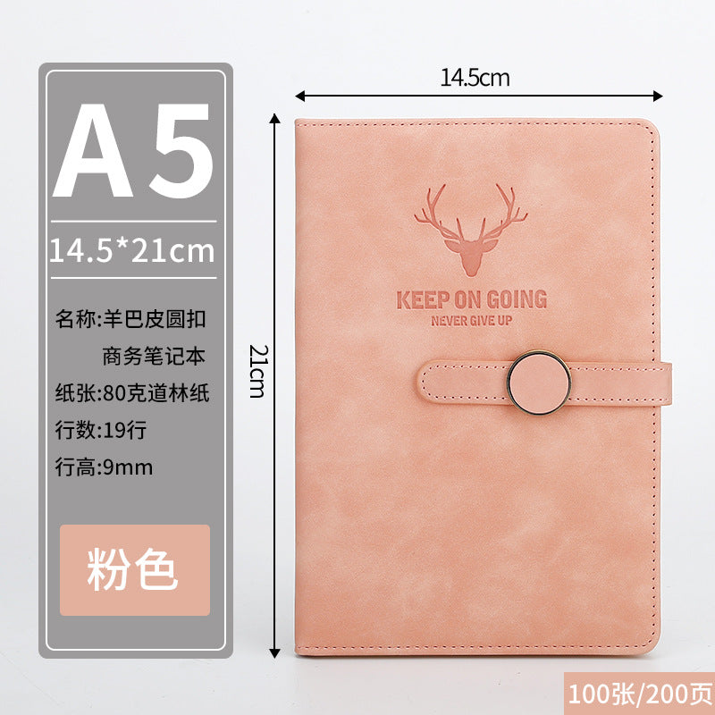 Simple Round Buckle A5 Journal Business 200 Pages Notebook