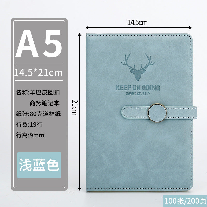 Simple Round Buckle A5 Journal Business 200 Pages Notebook