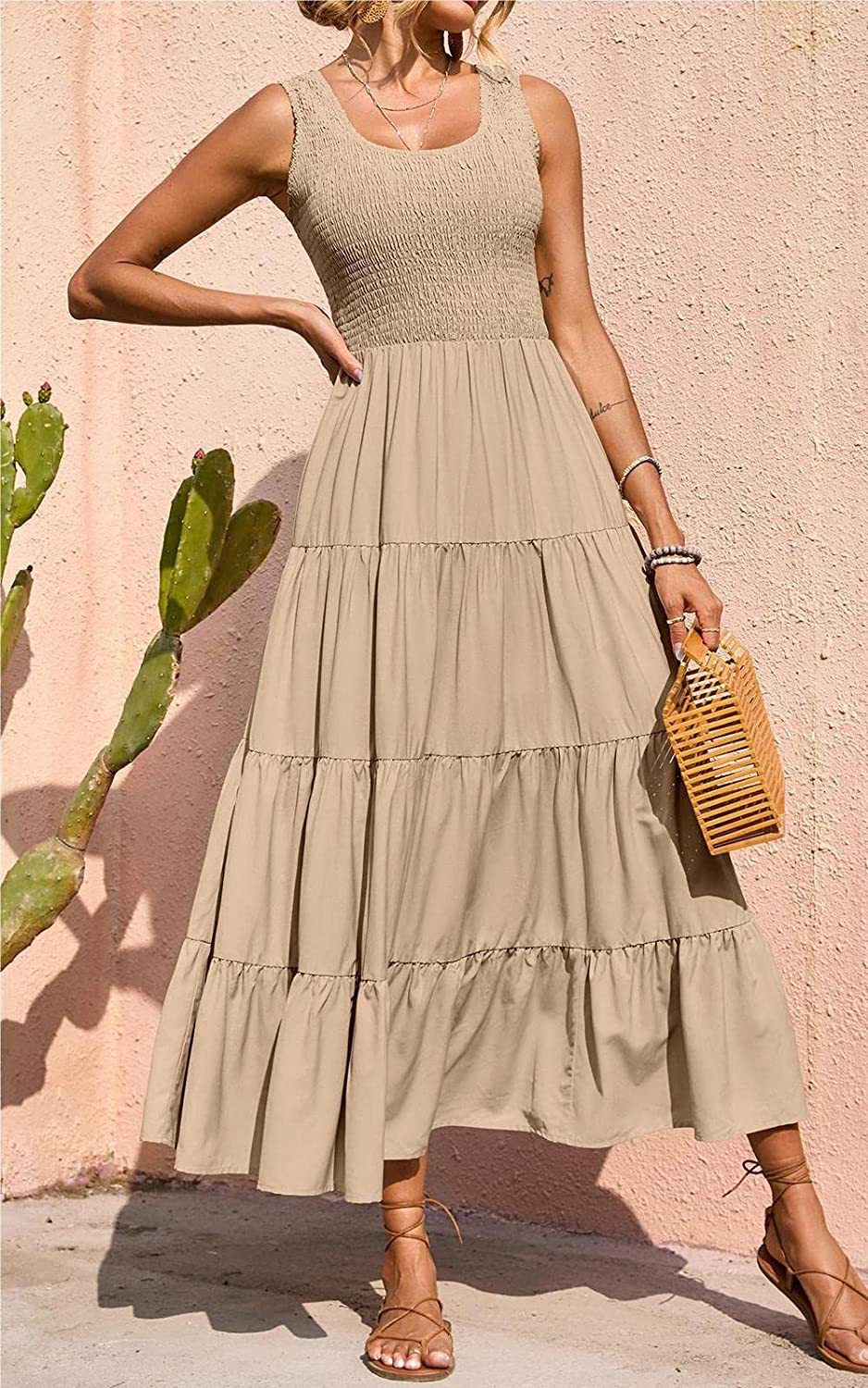 2023 Pleated Big Wwing Midi Casual Dress