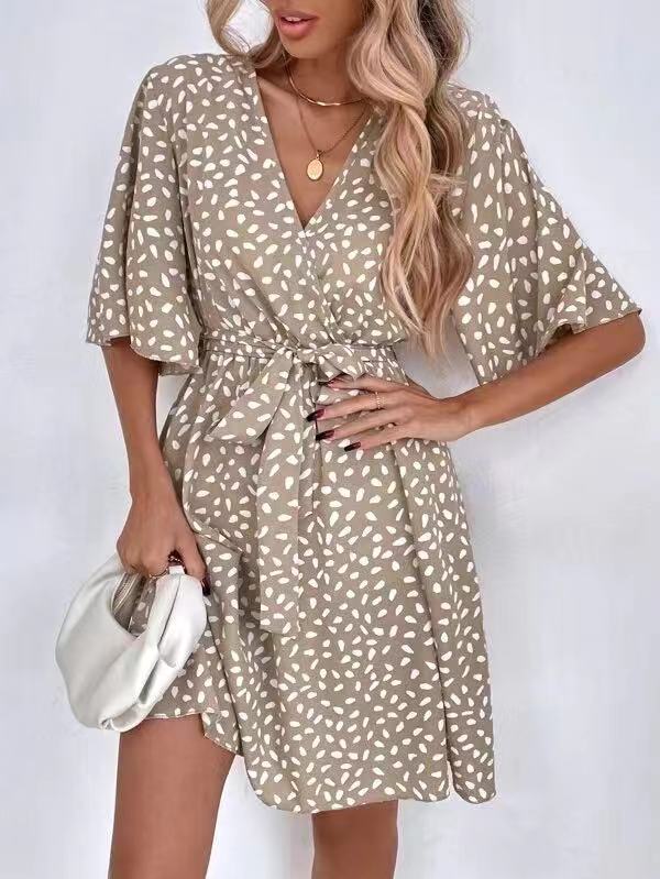 2023 Casual V-neck Short-sleeved Short Dress