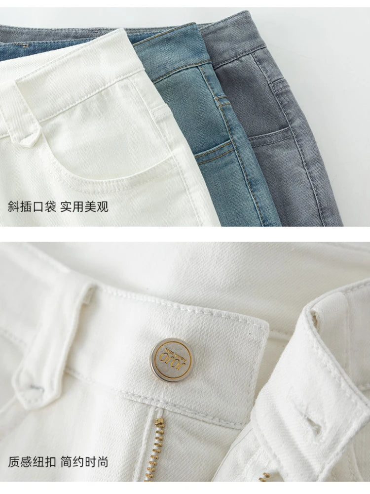 Retro Summer Pear-shaped Women's Tencel Cotton Straight Jeans