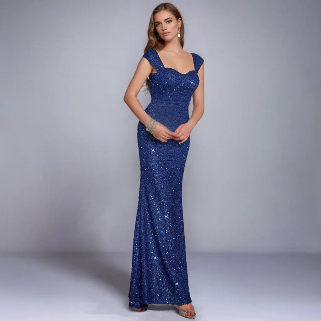 Sequined Sweetheart Sleeveless Mermaid Long Formal Evening Dress