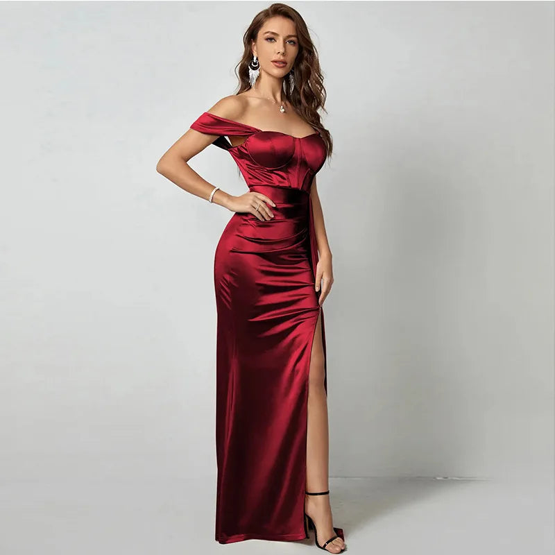 Solid Color Off-shoulder Ruched Sweetheart Mermaid Formal Evening Dress