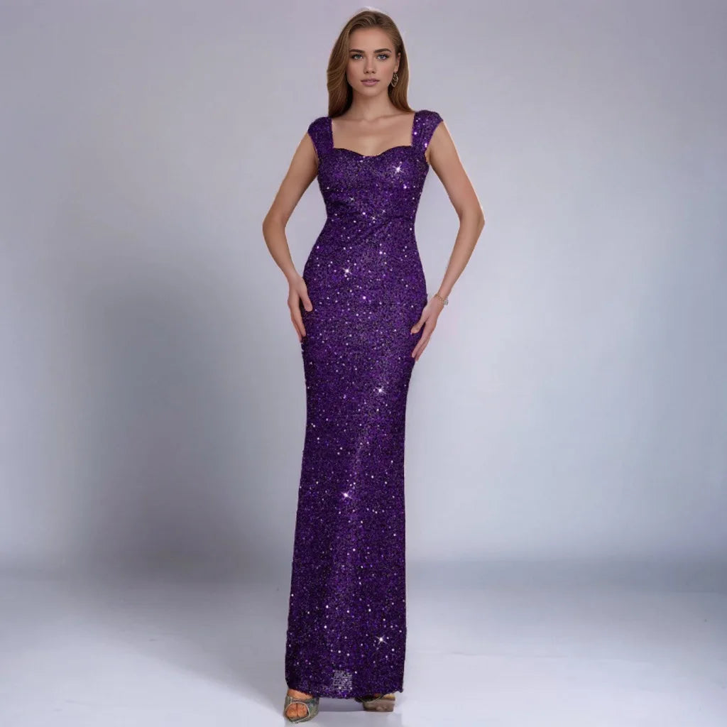 Sequined Sweetheart Sleeveless Mermaid Long Formal Evening Dress