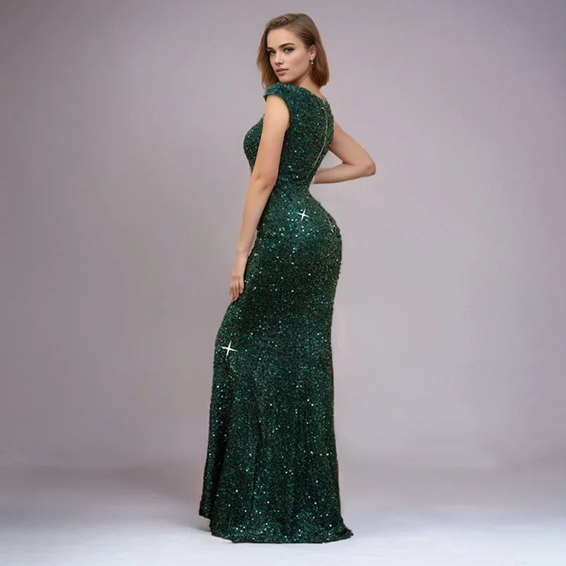 Sequined Sweetheart Sleeveless Mermaid Long Formal Evening Dress