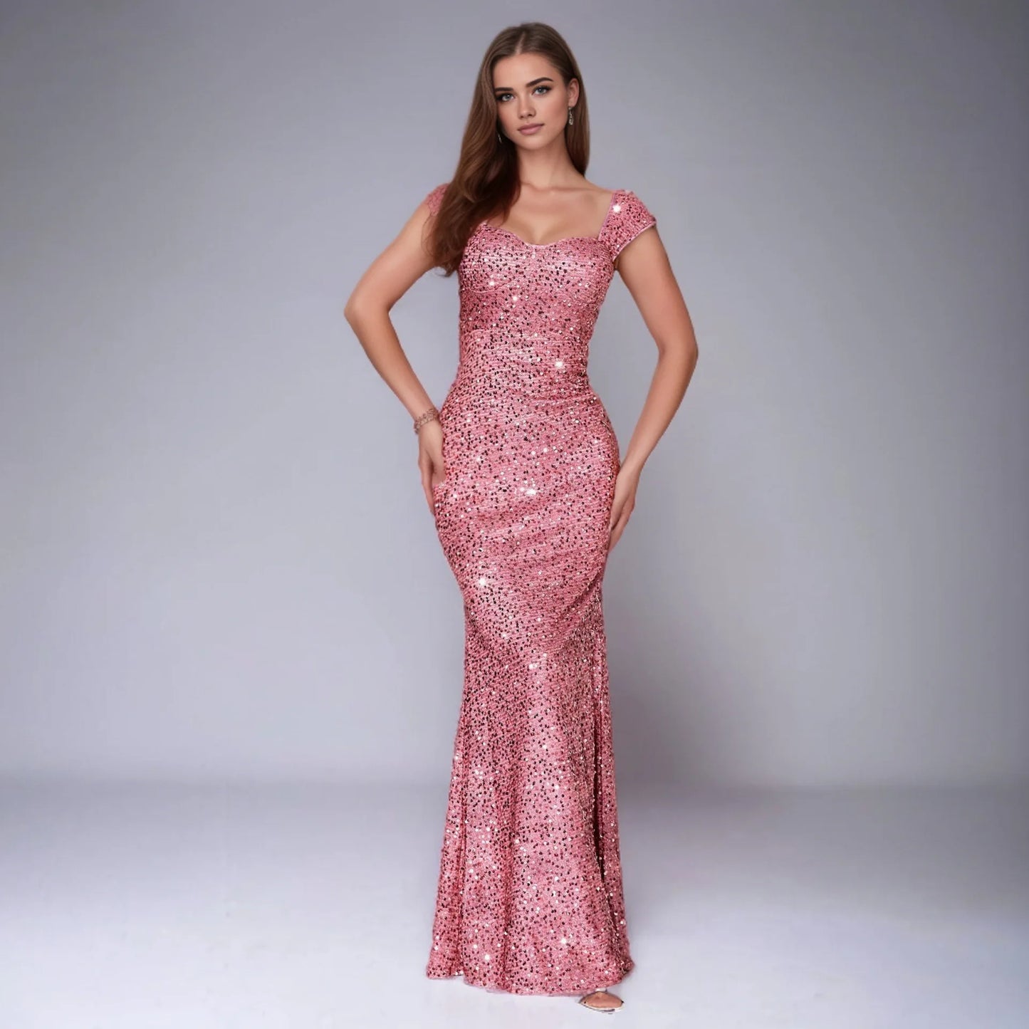 Sequined Sweetheart Sleeveless Mermaid Long Formal Evening Dress