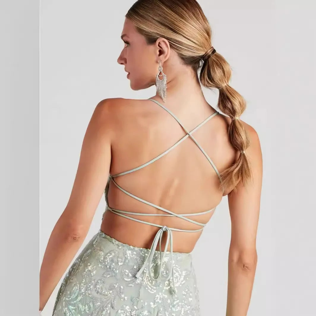 Sexy Backless Sequins 2024 Nightclub Party Dress