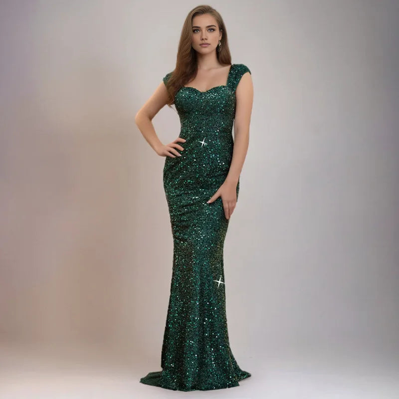 Sequined Sweetheart Sleeveless Mermaid Long Formal Evening Dress