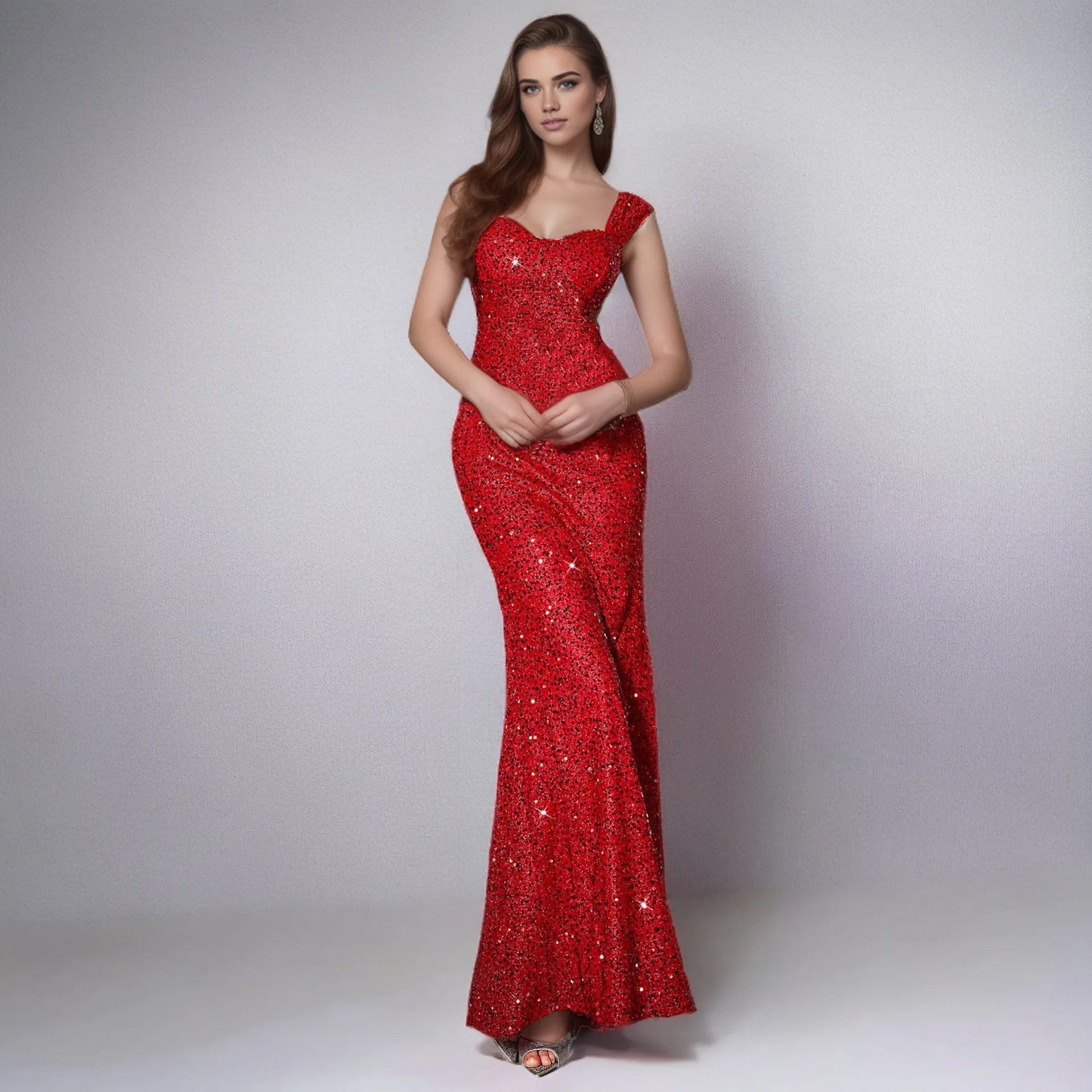 Sequined Sweetheart Sleeveless Mermaid Long Formal Evening Dress