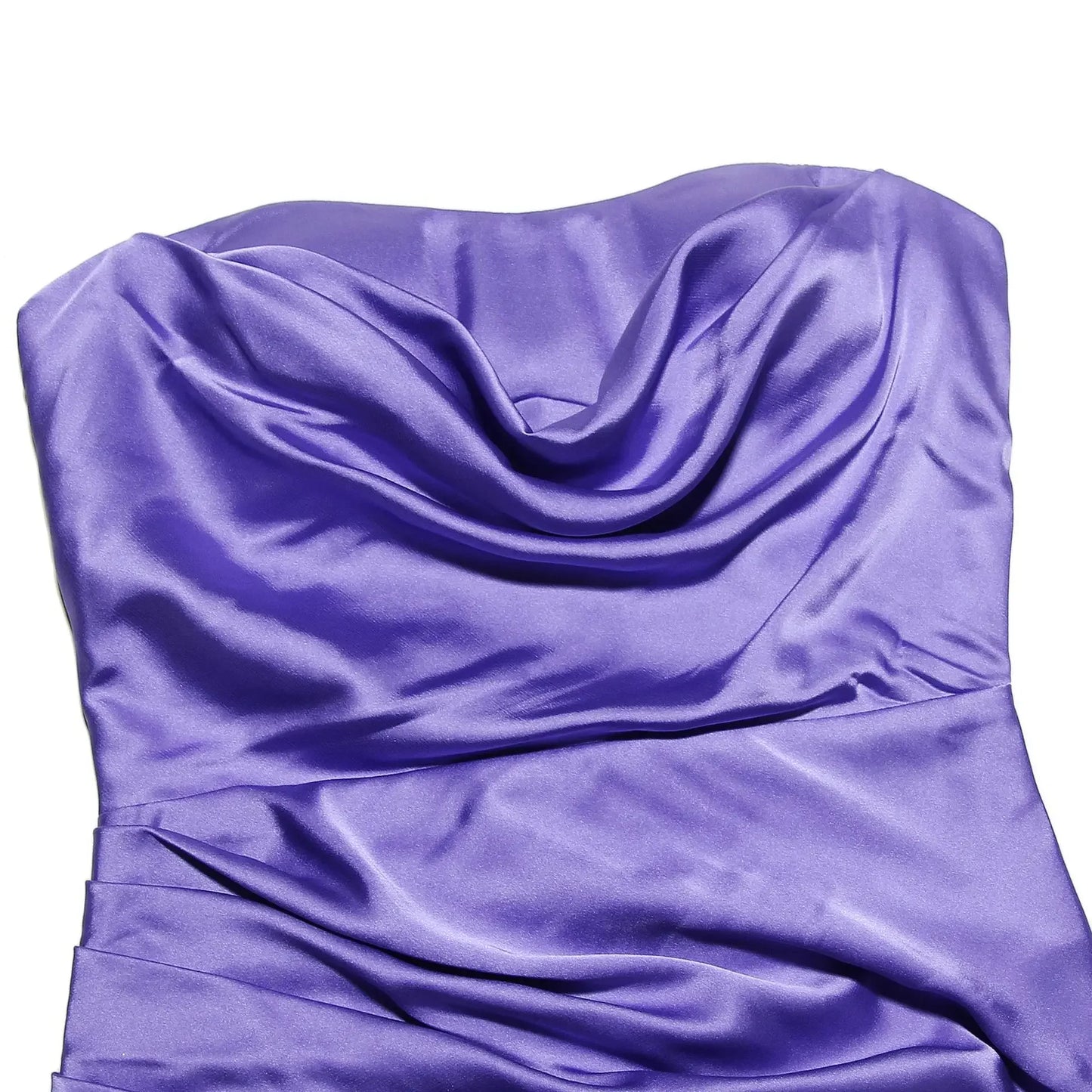 Sexy Tube Top Slim-fitting Strapless Sleeveless Ruched Hip-wrapped Mid-length Formal Evening Dress Purple