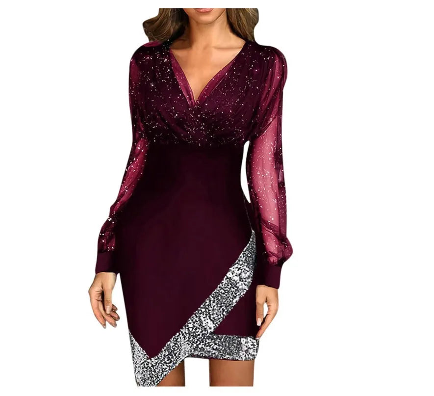 Sexy V-neck Long Sleeves Short Party Club Dress