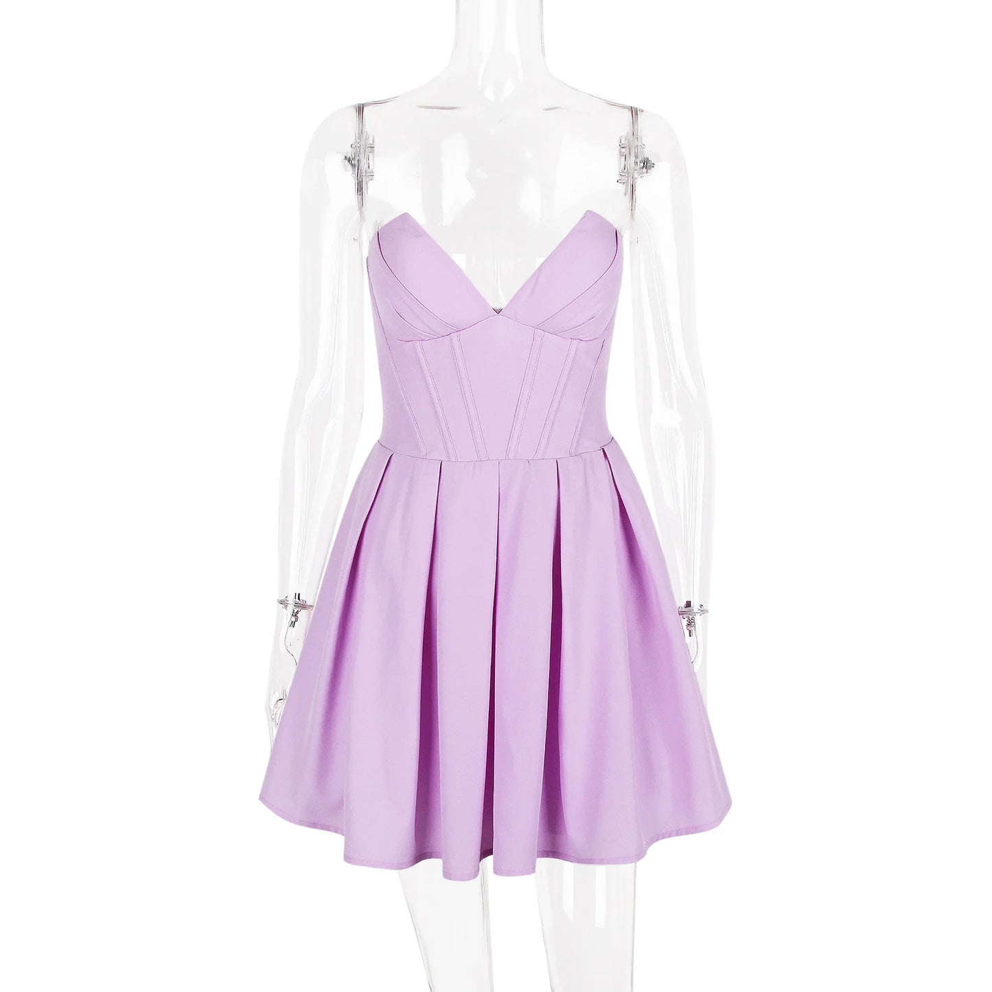 Sexy V-neck Open Back Mini Formal Evening Dress Purple