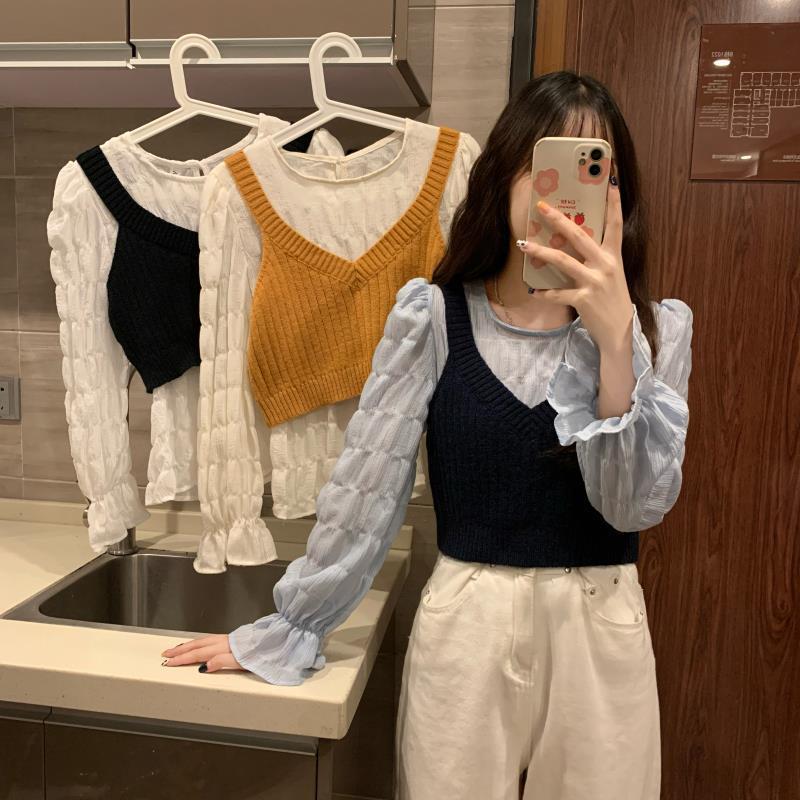 Sling Knitting V-neck Retro Sweater Tank Vest