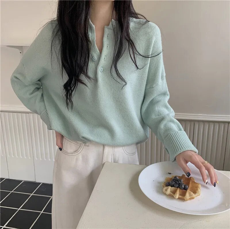 Soft Autumn and Winter 2023 Loose Pullover Long Sleeve Knit Sweater