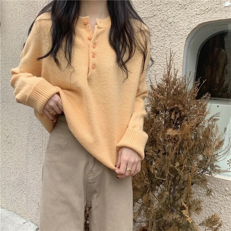 Soft Autumn and Winter 2023 Loose Pullover Long Sleeve Knit Sweater