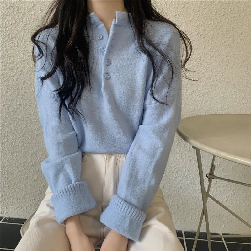 Soft Autumn and Winter 2023 Loose Pullover Long Sleeve Knit Sweater