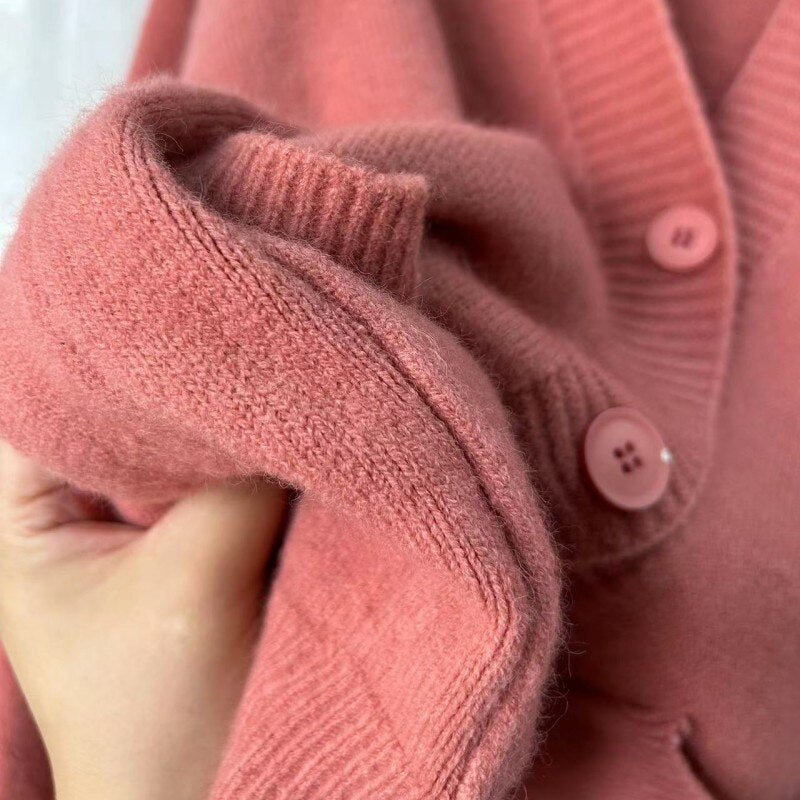 Soft Glutinous Lazy Knitted Sweater Coat Women's Cardigan New Versatile Solid Color Loose Unique Top