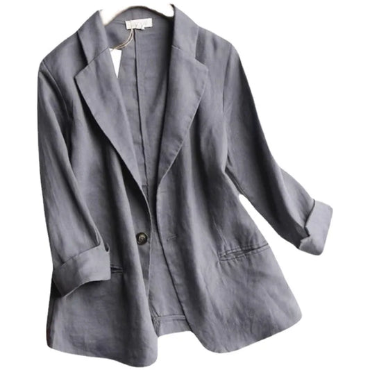 Summer 2024 Loose Plus Size Women's Thin Cotton and Linen Cropped Sleeve Small Suit Jacket