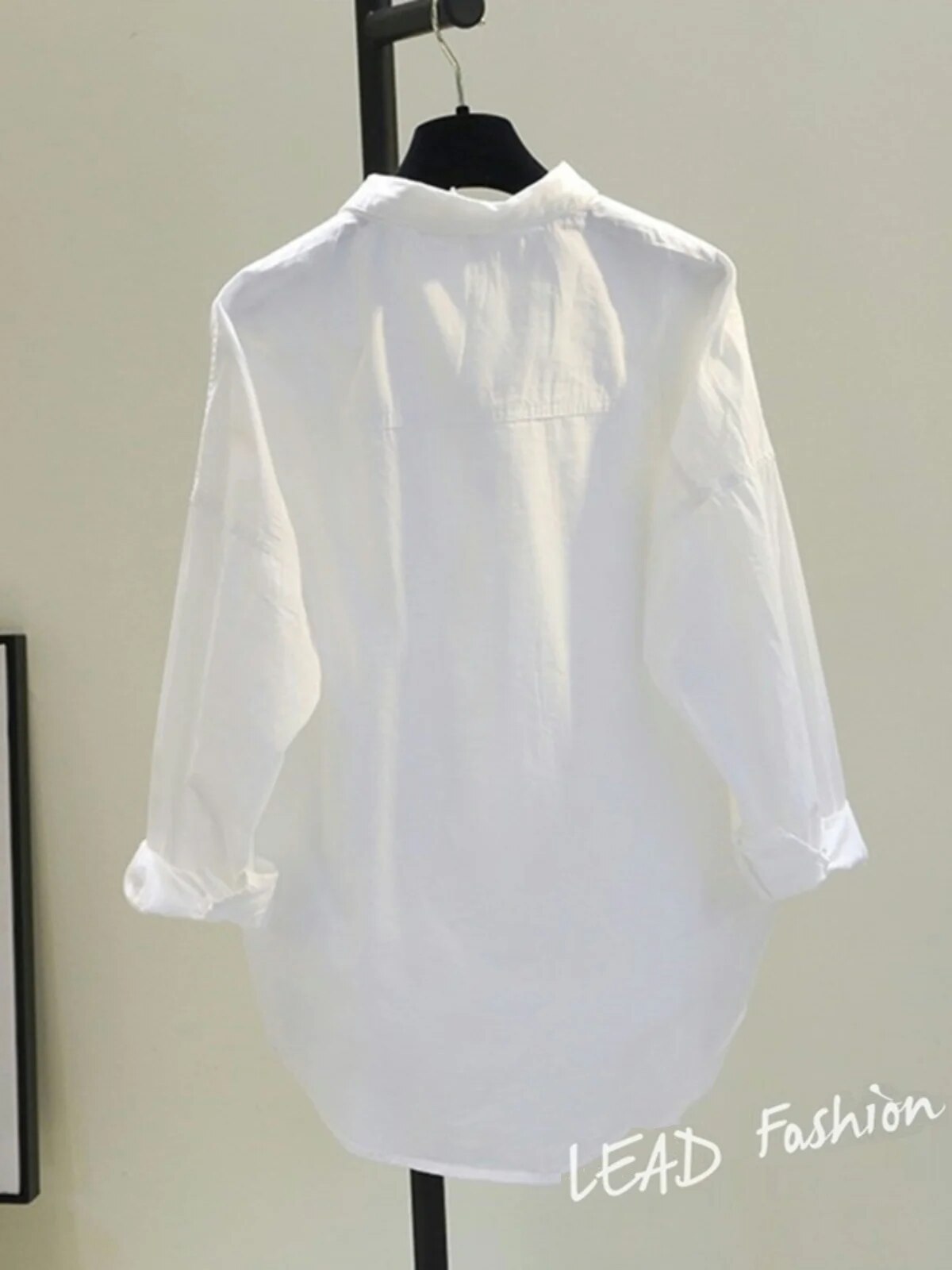 White Pure Cotton Long Sleeves Polo or Round Neck Thin Shirt with Pockets