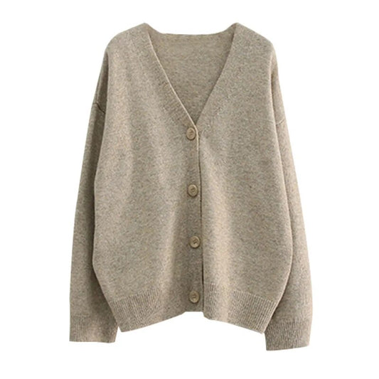 Women's 2023 BNw Solid Color Lazy Loose Knit Women's Sweater Cardigan Jacket