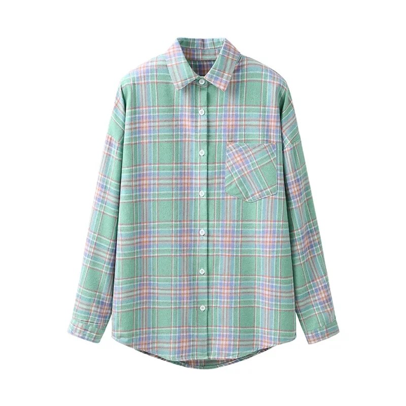 Women's Plaid Casual Short Joker Long Sleeve Shirt