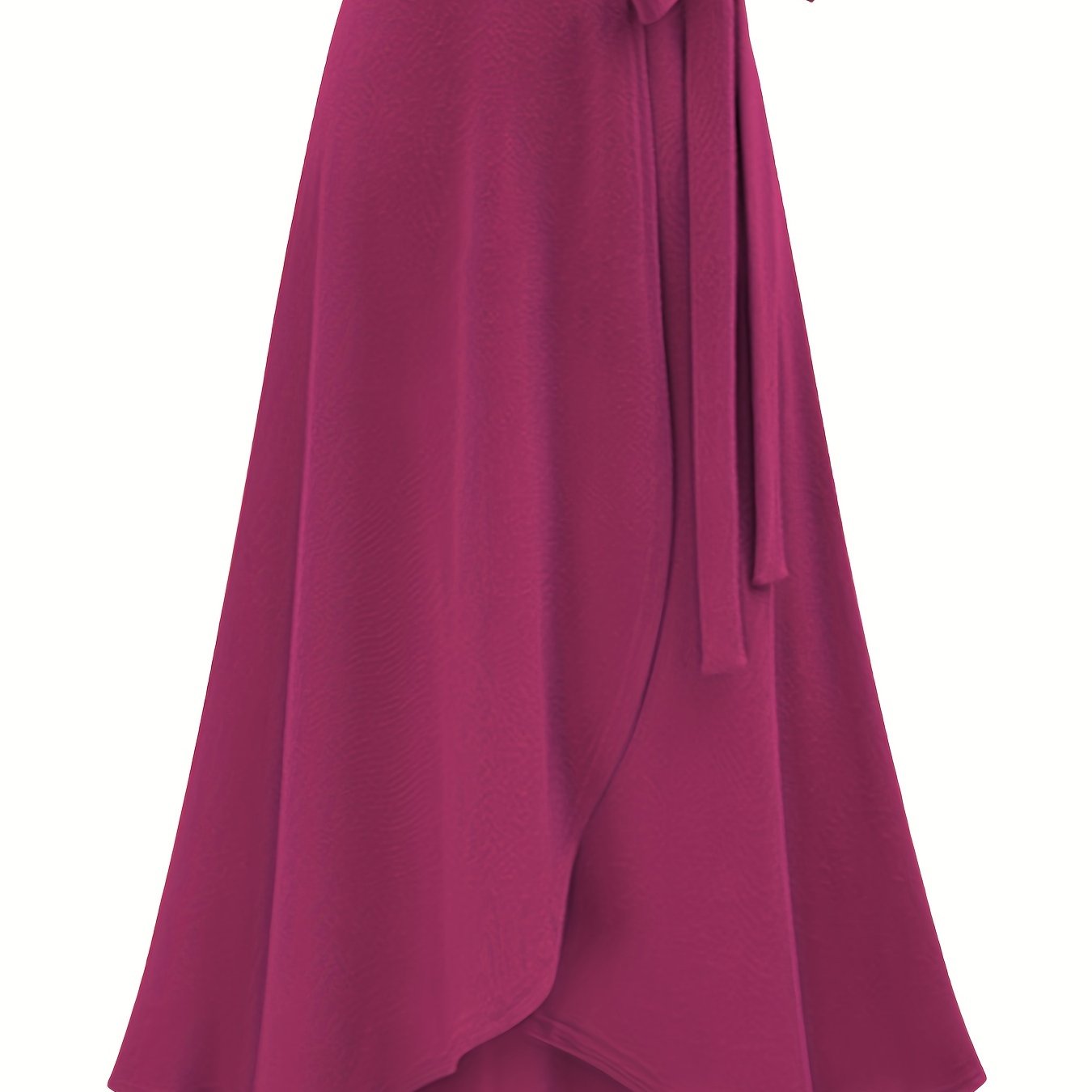 Plus Size Solid Color Side Knot Layered Maxi Skirt, Women's Plus Slight Stretch Elegant Skirt