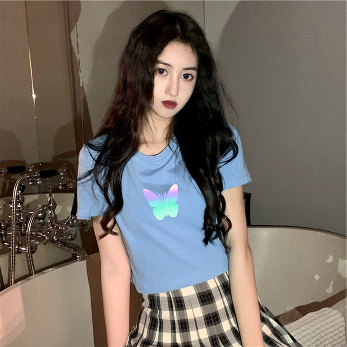 2023 Butterfly Short-sleeved T-shirt Women Top