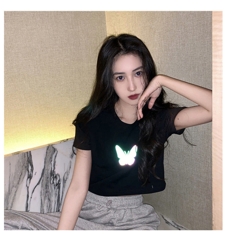 2023 Butterfly Short-sleeved T-shirt Women Top