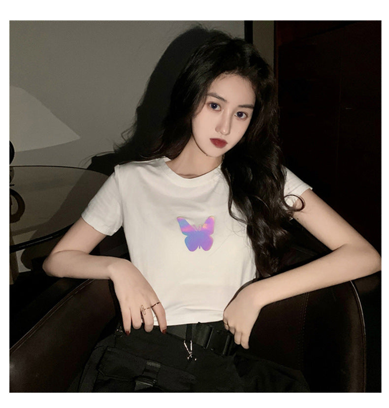 2023 Butterfly Short-sleeved T-shirt Women Top