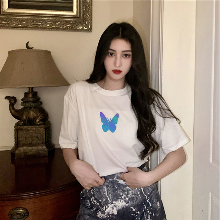 2023 Butterfly Short-sleeved T-shirt Women Top