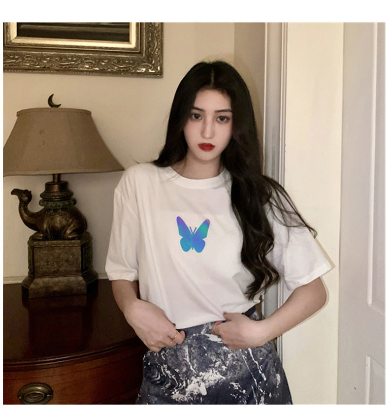 2023 Butterfly Short-sleeved T-shirt Women Top