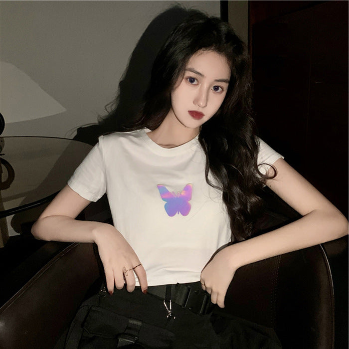 2023 Butterfly Short-sleeved T-shirt Women Top