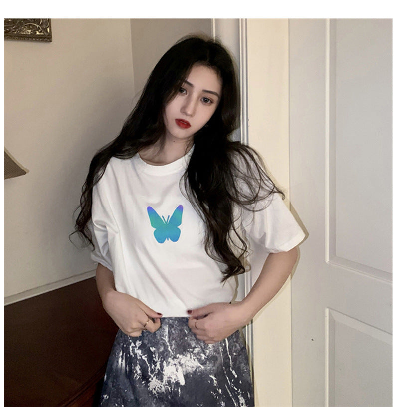 2023 Butterfly Short-sleeved T-shirt Women Top